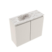 MONDIAZ TURE-DLUX Meuble toilette - 60cm - Linen - EDEN - vasque Glace - position gauche - 1 trou de robinet SW1103320