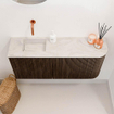 Mondiaz JOYA-DLUX 91.6cm toiletmeubel - ronding rechts kleur Walnut - Wastafel FAYE positie Links Zonder kraangat kleur Ostra. SW1422612