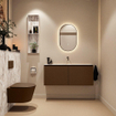 MONDIAZ TURE-DLUX Meuble toilette - 120cm - Rust - EDEN - vasque Glace - position centrale - sans trou de robinet SW1103545