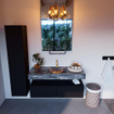 Mondiaz ALAN-DLUX Ensemble de meuble - 120cm - meuble - Urban mat - 2 tiroirs - Lavabo Cloud Lava suspendu - vasque Centre - 1 trou de robinet - Noir SW807867