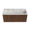 MONDIAZ KURVE-DLUX 100cm Meuble salle de bain - couleur Walnut - 1 tiroir - vasque BIG MEDIUM centre - 1 trou de robinet - couleur Glace SW1138057