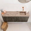Mondiaz JOYA-DLUX 101.6cm meuble de toilette - arrondi gauche couleur Shadow - Vasque FAYE position Droite Sans trou de robinet couleur Arena. SW1424837