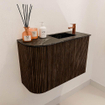 Mondiaz JOYA-DLUX 61.6cm toiletmeubel - ronding links kleur Walnut - Wastafel FAYE positie Rechts 1 kraangat kleur Lava. SW1422447