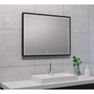 Wiesbaden Avi spiegel rechthoek met LED, dimbaar en spiegelverwarming 80 x 60 cm mat zwart SW373499