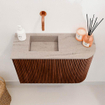 Mondiaz JOYA-DLUX 61.6cm toiletmeubel - ronding rechts kleur Ruby - Wastafel FAYE positie Links Zonder kraangat kleur Saba. SW1425604