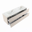 MONDIAZ VICA-DLUX Ensemble meuble de salle de bains - 150cm - meuble bas linen - 2 tiroirs - lavabo encastré cloud double - sans trous de robinet - version haute 60cm - frape SW1088959