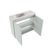 MONDIAZ TURE-DLUX Meuble toilette - 60cm - Greey - EDEN - vasque Glace - position gauche - sans trou de robinet SW1103281