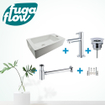 FugaFlow Eccelente Sobrado Ensemble lave-mains de salle de bains - droit - 1 trou de robinet - robinet de lavabo chromé - blanc SW1124034