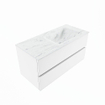MONDIAZ VICA-DLUX Ensemble meuble de salle de bains - 100cm - meuble sous-vasque talc - 2 tiroirs - lavabo encastré cloud à droite - sans trous de robinet - version haute 60cm - opalo SW1088481