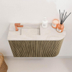 Mondiaz JOYA-DLUX Meuble de toilette 61,6cm - arrondi droit couleur Dusk - Vasque FAYE position Gauche 1 trou de robinet couleur Ostra. SW1423391