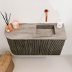 Mondiaz JOYA-DLUX Meuble de salle de bains - 71,6cm - arrondi gauche couleur Shadow - Vasque FAYE position droite Sans trou de robinet couleur Oza SW1425062