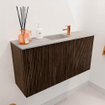 Mondiaz JOYA-DLUX Meuble de salle de bains 80cm - couleur Walnut - Vasque FAYE position Milieu 1 trou de robinet couleur Glace SW1422389