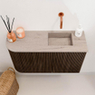 Mondiaz JOYA-DLUX 71.6cm toiletmeubel - ronding links kleur Walnut - Wastafel FAYE positie Rechts Zonder kraangat kleur Saba. SW1424661