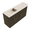 Mondiaz JOYA-DLUX Meuble de salle de bains 81,6cm - arrondi droit couleur Shadow - Vasque FAYE position Gauche 1 trou de robinet couleur Meli. SW1424899