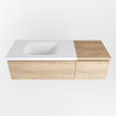 MONDIAZ BUKLA Meuble de salle de bains 120 cm avec module 40 couleur Chêne lavé avec 2 tiroirs. Lavabo CLOUD gauche 1 trou de robinet couleur Talc. SW1382068