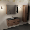 Mondiaz AIVY Ensemble de meuble - 100x45x50cm - 1 trou de robinet - 1 vasque Urban Solid surface - Centre - 2 tiroirs - avec armoire de toilette - Melamine Mocha SW892382