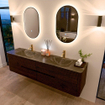 Mondiaz CIRO-DLUX Ensemble de meubles de salle de bains - 190x45x50cm - Vasque en solid surface Lava - 2 vasques Double - 2 trous de robinetterie - 4 tiroirs - Noyer SW1530189