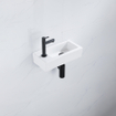 Fortifura Fuente fonteinset - 36x18.5x9cm - 1 kraangat - solid surface - fonteinkraan zwart mat - mat wit SW1111565