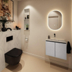 MONDIAZ TURE-DLUX Meuble toilette - 60cm - Plata - EDEN - vasque Opalo - position centrale - sans trou de robinet SW1104481