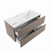MONDIAZ VICA-DLUX Ensemble meuble de salle de bains - 100cm - meuble bas smoke - 2 tiroirs - lavabo encastré cloud à droite - sans trous de robinetterie - version hauteur 60cm - frape SW1088916