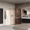 BRAUER Oblivion Paroi de douche à l'italienne - 120x200cm - paroi latérale de 30 cm - protection en verre - verre bronze - noir mat SW721067
