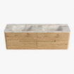 Mondiaz CIRO-DLUX Badkamermeubelset - 160x45x50cm - Solid surface wastafel Frappe - 2 wasbak Dubbel - zonder kraangaten - 4 lades - Oak SW1530901