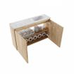 MONDIAZ TURE-DLUX Meuble toilette - 80cm - Washed Oak - EDEN - vasque Opalo - position droite - 1 trou de robinet SW1104614