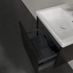 Villeroy & Boch Subway 3.0 meuble sous-lavabo - 50x40x40cm - avec poignée Volcano Black 1 tiroir à fermeture douce 1 découpe pour siphon panneau de particules volcano black SW730483