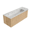 MONDIAZ KURVE-DLUX 125cm Meuble salle de bain avec module 25 D - couleur Oak - 1 tiroir - 1 porte - vasque BIG MEDIUM gauche - sans trou de robinet - couleur Glace SW1137948
