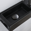 QeramiQ Lave-mains Kit lave-mains - 37.5x18.5x9cm - céramique - trou de robinet à droite - robinet lave-mains gunmetal - bonde de vidage - siphon abaissé - Mat Noir SW1232765