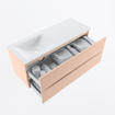 Mondiaz VICA ensemble de meuble de salle de bain - 120cm - meuble sous-vasque rosee - 2 tiroirs - lavabo cloud gauche - sans trous de robinet - version haute de 60cm - talc SW1083332