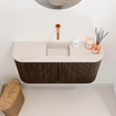 Mondiaz JOYA-DLUX 83.2cm toiletmeubel - ronding links en rechts kleur Walnut - Wastafel FAYE positie Midden Zonder kraangat kleur Meli. SW1424455