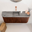 Mondiaz JOYA-DLUX 93.2cm toiletmeubel - ronding links en rechts kleur Ruby - Wastafel FAYE positie Midden Zonder kraangat kleur Sombra. SW1425717