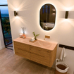 Mondiaz CIRO-DLUX Badkamermeubelset - 130x45x50cm - Solid surface wastafel Saba - 1 wasbak Rechts - zonder kraangaten - 4 lades - Oak SW1531179