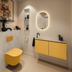 MONDIAZ TURE-DLUX 100cm toiletmeubel Ocher. EDEN wastafel Opalo positie links. Met 1 kraangat. SW1104446