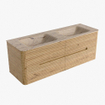 Mondiaz CIRO-DLUX Badkamermeubelset - 140x45x50cm - Solid surface wastafel Arena - 2 wasbak Dubbel - zonder kraangaten - 4 lades - Oak SW1531395