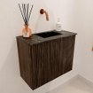 Mondiaz JOYA-DLUX 50cm meuble de salle de bains - couleur Walnut - Vasque FAYE position Droite Sans trou de robinet couleur Lava. SW1422428
