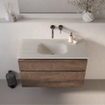 BRAUER Dune Medium Wastafel - 100cm - 1 wasbak - 0 kraangaten - sintered stone - Ivory Travertin SW1477952