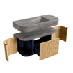 MONDIAZ THOR-DLUX 100cm meuble de salle de bains arrondi gauche + droite couleur Oak avec 1 tiroir et 2 portes. Vasque suspendue CLOUD Milieu sans trou de robinet couleur Oza. SW1467570