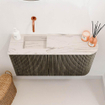 Mondiaz JOYA-DLUX 81.6cm toiletmeubel - ronding rechts kleur Shadow - Wastafel FAYE positie Links Zonder kraangat kleur Nata. SW1424991