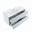 MONDIAZ VICA-DLUX Ensemble meuble de salle de bains - 100cm - meuble bas clay - 2 tiroirs - lavabo encastré cloud à gauche - 1 trou de robinet - version haute 60cm - glace SW1088142