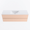MONDIAZ VICA Ensemble meuble de salle de bains - 140cm - meuble bas rosee - 2 tiroirs - lavabo cloud central - 1 trou de robinet - version haute 60cm - talc SW1083397