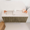 Mondiaz JOYA-DLUX 80cm toiletmeubel - kleur Dusk - Wastafel FAYE positie Links 1 kraangat kleur Nata. SW1425900