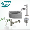 FugaFlow Eccelente Arredo fonteinset - 31.5x31.5x10cm - 1 kraangat - hoek - fonteinkraan RVS geborsteld - beton - SW1125265