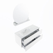 MONDIAZ VICA-DLUX Ensemble meuble de salle de bains - 110cm - meuble bas talc - 2 tiroirs - vasque encastrée cloud gauche - 1 trou de robinet - version haute 60cm - opalo SW1088501