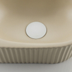 QeramiQ Fuente Ensemble de Lavabo - 40x21.5x12cm - gauche - strié - demi-rond - 1 trou de robinet - céramique - ensemble de robinet blanc mat - bouchon de vidange - siphon réduit - beige SW1233012