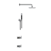 Hotbath Cobber IBS21 Ensemble encastré complet - mitigeur de douche - 2 fonctions - inverseur - bras mural 35 cm - douche de tête ronde 20 cm - douchette à main barre - chromé SW230004
