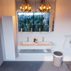 Mondiaz ALAN-DLUX Ensemble de meuble - 120cm - meuble Frappe mat - 0 tiroirs - Lavabo Cloud Frappe suspendu - vasque Gauche et droite - 2 trous de robinet SW809228