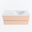 MONDIAZ VICA Ensemble meuble de salle de bains - 110cm - meuble bas rosee - 2 tiroirs - lavabo cloud droite - sans trous de robinet - version haute 60cm - talc SW1083305