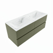 Mondiaz VICA-DLUX ensemble de meuble de salle de bain - 120cm - meuble sous-vasque armée - 4 tiroirs - lavabo encastré nuage double - 2 trous de robinet - version haute de 60cm - opalo SW1086518